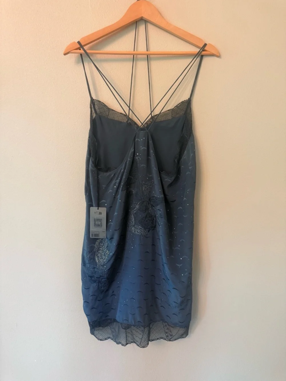 Zadig & Voltaire Calissa Silk Lace Jacquard Dress NWT Nori Grey L - Picture 6 of 15